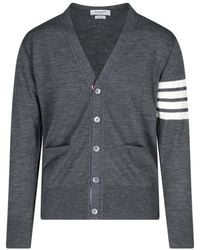 Thom Browne - Virgin Wool Cardigan With Iconic 4-Bar Intarsia - Lyst