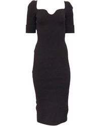 KHAITE - Ribbed-Knit Fitted Midi Dress - Lyst