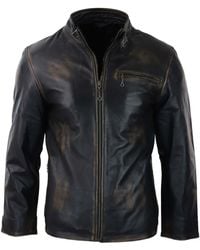 TruClothing - Classic Nehru Leather Jacket - Lyst