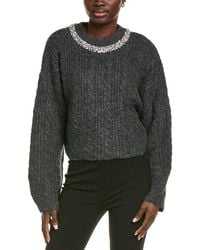 Endless Rose - Jewel Embroidered Fuzzy Cable Chunky Wool-Blend Sweater - Lyst