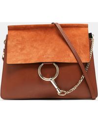 Chloé - Leather And Suede Medium Faye Shoulder Bag - Lyst
