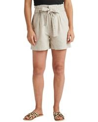 Jag - High Rise Belted Pleat Paper Bag Short - Lyst