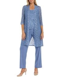 R & M Richards - Lace 3/4 Sleeve 3-Piece Pants Set - Lyst