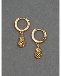 Lucky Brand 14k Gold Plated Pineapple Earring - Gray