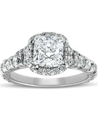 Pompeii3 - 2 1/2ct Cushion Diamond Halo Engagement Ring 14k White Gold - Lyst
