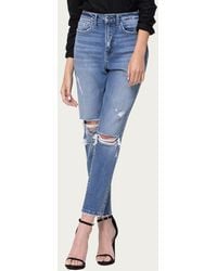 Flying Monkey - Comfort Stretch High-rise Distressed Mom Jeans - Lyst
