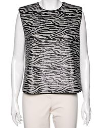 Self-Portrait - Self Portrait Monochrome Zebra Pattern Sequin Embellished Sleeveless Top - Lyst