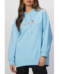 MSGM - Graphic-Print Drawstring Hoodie - Lyst