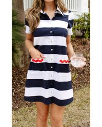 Sail To Sable - Short Sleeve Button Front Shift Dress - Lyst