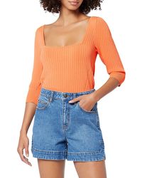 Joie - Isa Ribbed Square Neck Blouse - Lyst