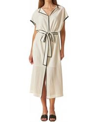 English Factory - Contrast Binding Belted Midi Dress - Lyst