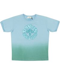 Lanvin - Teal Cotton Wave Graphic Short Sleeve T-shirt - Lyst