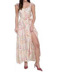 Blu Pepper - Floral Waist Tie Front Slit Sleeveless Midi Dress - Lyst