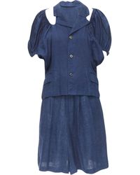 Comme des Garçons - Comme Des Garcons Linen Ruched Sleeve Cut Out Top Shorts Set - Lyst