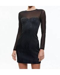 Alice + Olivia - Takako Mesh Long Sleeve Minidress - Lyst