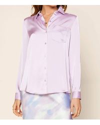 Skies Are Blue - Satin Button Down Shirt With Pocket - Lyst