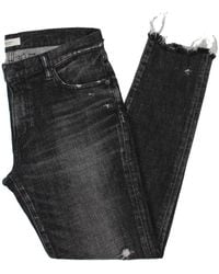 Moussy - Frayed Hem Faded Skinny Jeans - Lyst