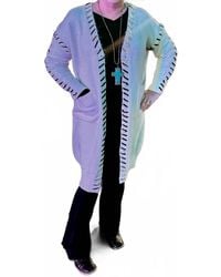 She + Sky - Long Sleeve Open Front Long Sweater Stitched Cardigan - Lyst