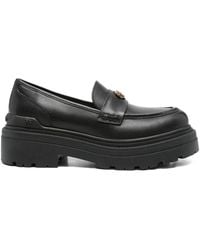 Pinko - Mia 24 Rounded Toe Lug Sole Leather Loafers - Lyst