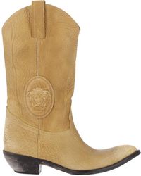 Versace - Tan Mid-Calf Pointed Toe Boots - Lyst