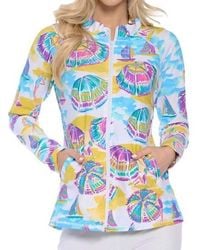 Aryeh - Marcia Ruffle Neck Umbrella Print Zip Jacket - Lyst