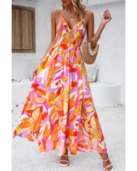 TRUEDAMES - Floral Boho Tie Sleeveless High Waist Maxi Dress - Lyst