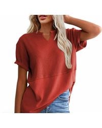 Shewin - V Neck Split Top - Lyst