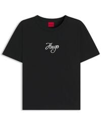HUGO - Cotton-Jersey T-Shirt With Glitter-Print Details - Lyst