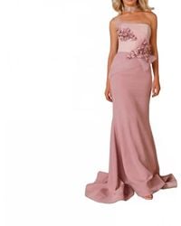 Terani - Strapless Mermaid Gown With 3D Floral Appliqués - Lyst