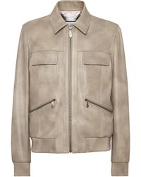 Philipp Plein - Leather Coster Bomber Jacket Ls - Lyst