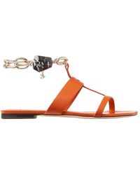 Jimmy Choo - Reed Leather Flat Sandals, Brand Size 39.5 Us - Lyst