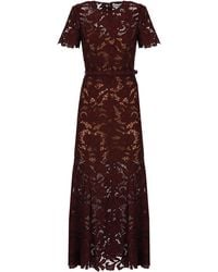 Self-Portrait - Floral Lace Midi Dress With Matching Belt And Petticoat - Lyst