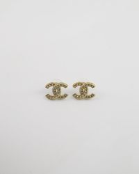 Chanel - Antique Cc Earrings With Crystal Details - Lyst