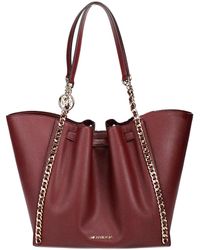 Michael Kors - Mina Large Cherry Leather Belted Chain Inlay Tote Bag - Lyst