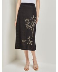 Misook - Placed Floral Jacquard Knit Midi Skirt - Lyst