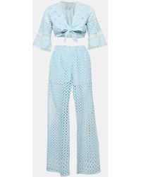 Temptation Positano - Broderie Anglaise Wrap Top And Pants Set - Lyst
