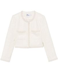 Self-Portrait - Bouclé Faux-Pearl-Trim Jacket - Lyst