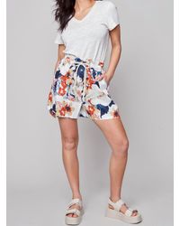 Charlie b - Floral Linen Shorts - C8009p-487b - Lyst