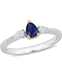 Mimi & Max - 1/2 Ct Tgw Pear Shape Sapphire And 1/4 Ct Tw Diamond 3-Stone Ring - Lyst