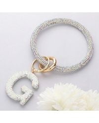 Fashnzfab - G- Bling Studded Initial Monogram Charm Bracelet Keychain Ab - Lyst