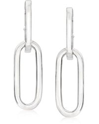 Ross-Simons - Italian Sterling Silver Paper Clip Link Hoop Drop Earrings - Lyst