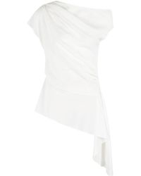Jonathan Simkhai - Draped Crepe Top With Asymmetrical Neckline - Lyst