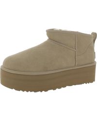 UGG - Classic Ultra Mini Platform Suede Sherpa Ankle Boots - Lyst