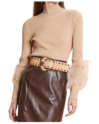 tyler boe - Cashmere Mock Neck With Fur Sweater - Lyst