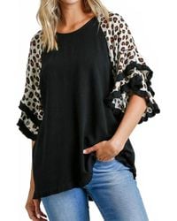 Umgee - Leopard Bell Sleeve Layered Top - Lyst