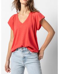 Lilla P - Shirred Shoulder V-Neck Tee - Lyst