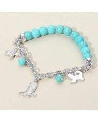 Fashnzfab - Secret Box_Western Boot Cross Texas Map Charm Station Stone Beaded Stretch Bracelet - Lyst