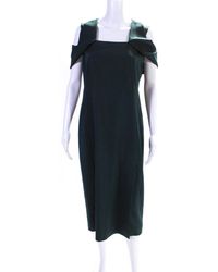 Akris - Cold Shoulder Square Neck Sheath Dress Dark Emerald Silk - Lyst
