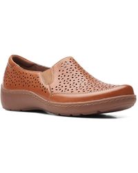 Clarks - Cora Sky Leather Flat Loafers - Lyst