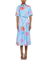 Prabal Gurung - Short Sleeve Midi Floral Shirtdress - Lyst